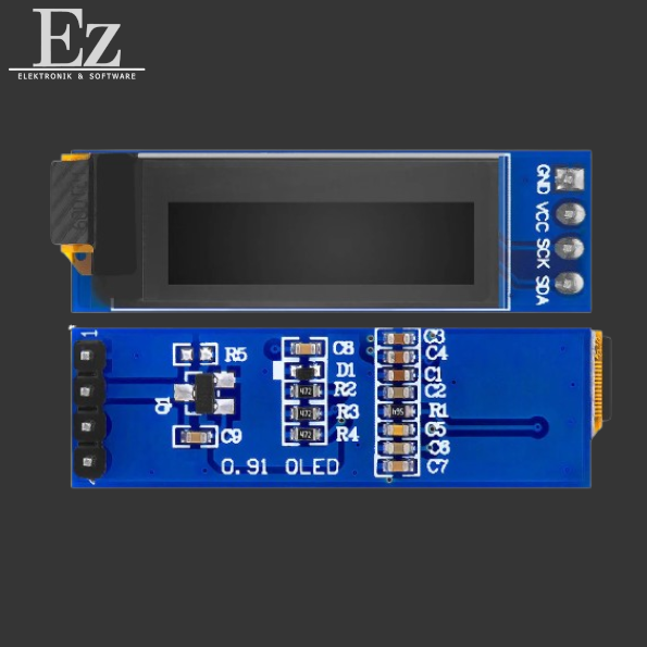 0.91" 128x32 I2C SSD1306 OLED Display – 4-Pin Blau